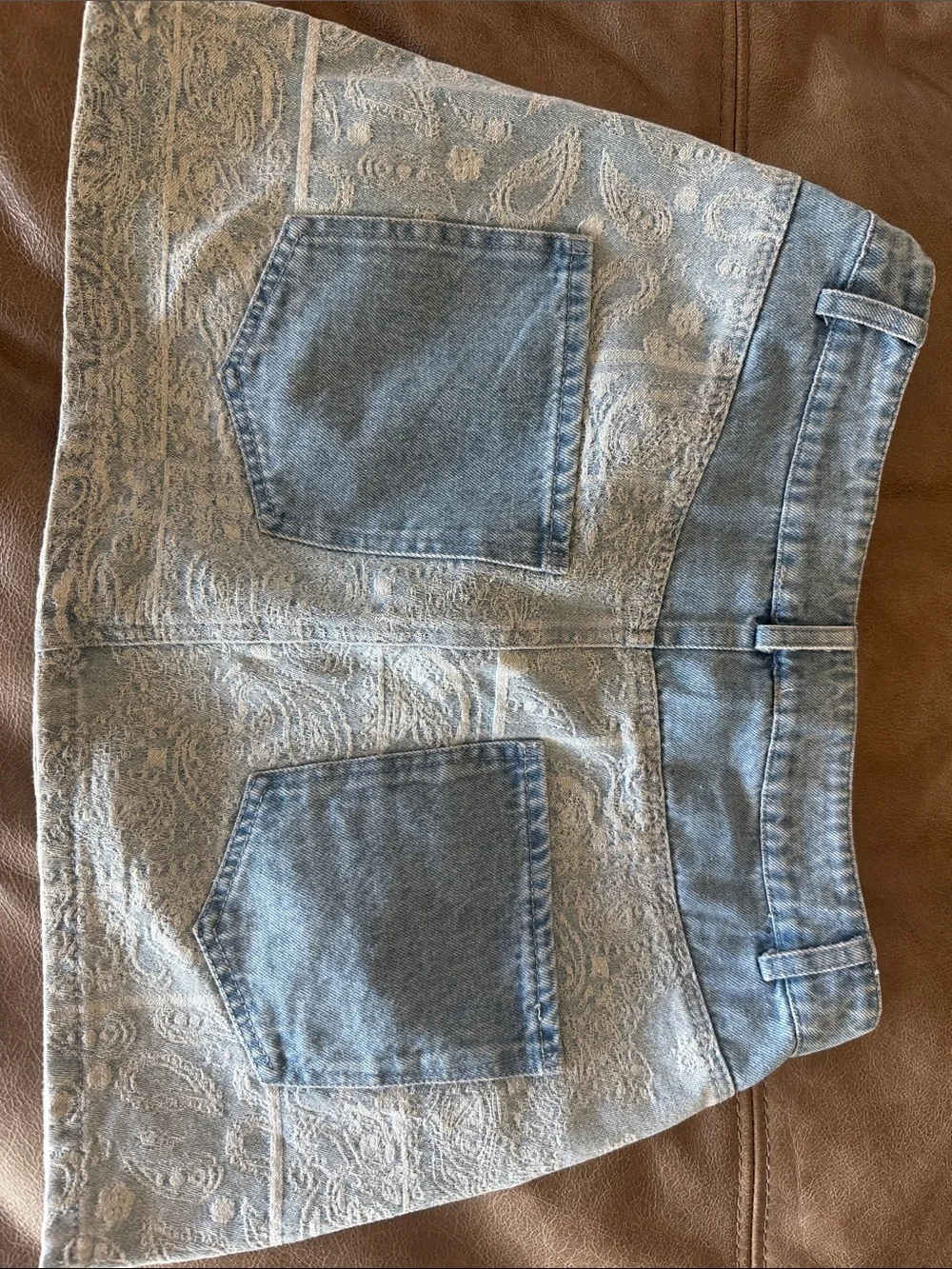 En Saison Light Blue Paisley Denim Women's Skirt S - Picture 3 of 3